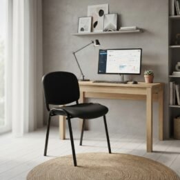 Silla Lisy Fija Tapizada - s/ Brazos - Base Negra