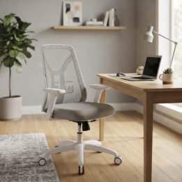 Sillón Ejecutivo Tokio White s/cabezal - Gris Perla