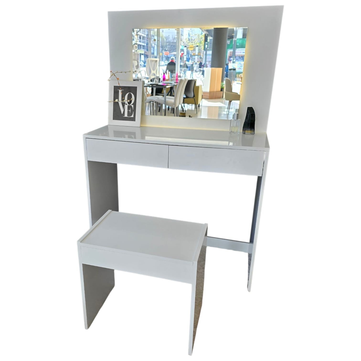 Maquillador c Espejo + Banco 3