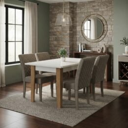 Combo De Mesa 120x80+ 4 Sillas Tapizadas