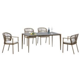 Set Marbella Mesa 160x90 + 4 Sillas Ratán Jardín