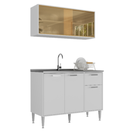 Mueble de Cocina Alacena Vidrio y Bajo Mesada Xangai