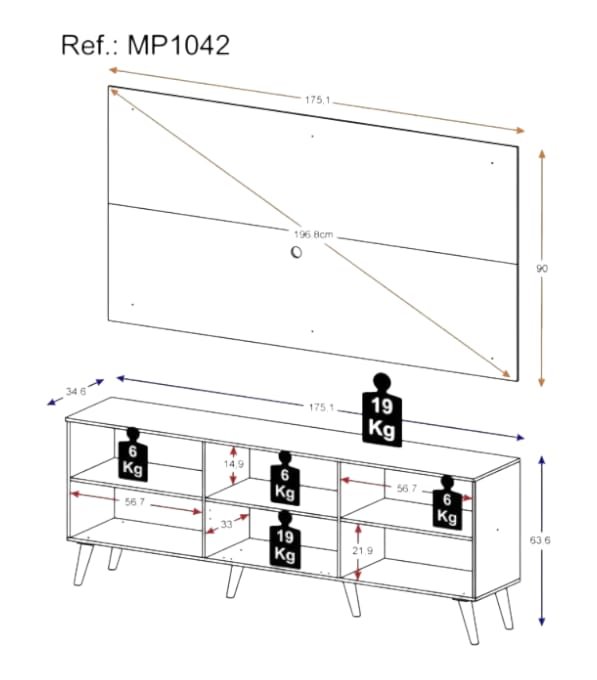 medidas combo rack panel