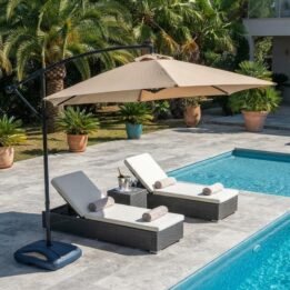 Sombrilla Niza con Luz Led - Panel Solar - 3 mts